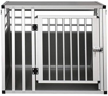 Транспортна переноска для собак EUGAD, алюміній, 80x65x65 см, сіра. Підходить для великих та середніх собак, котів. Для автомобіля, дому, подорожей. Легко мити, стабільна конструкція.