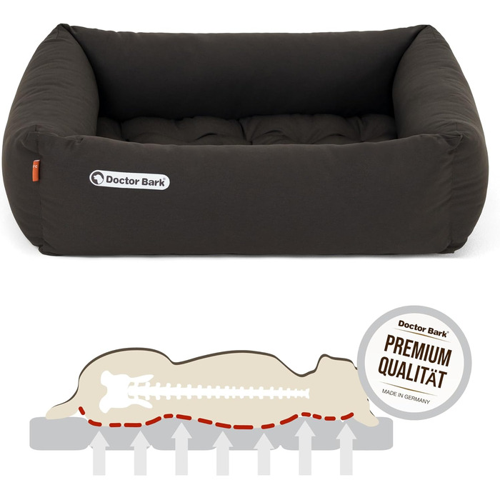 Ортопедичне ліжко для собак Doctor Bark - миється до 95°C, гігієнічне, без запаху, з м'якою підстилкою для собак середніх порід (S - 70x60 см, Коричневе)