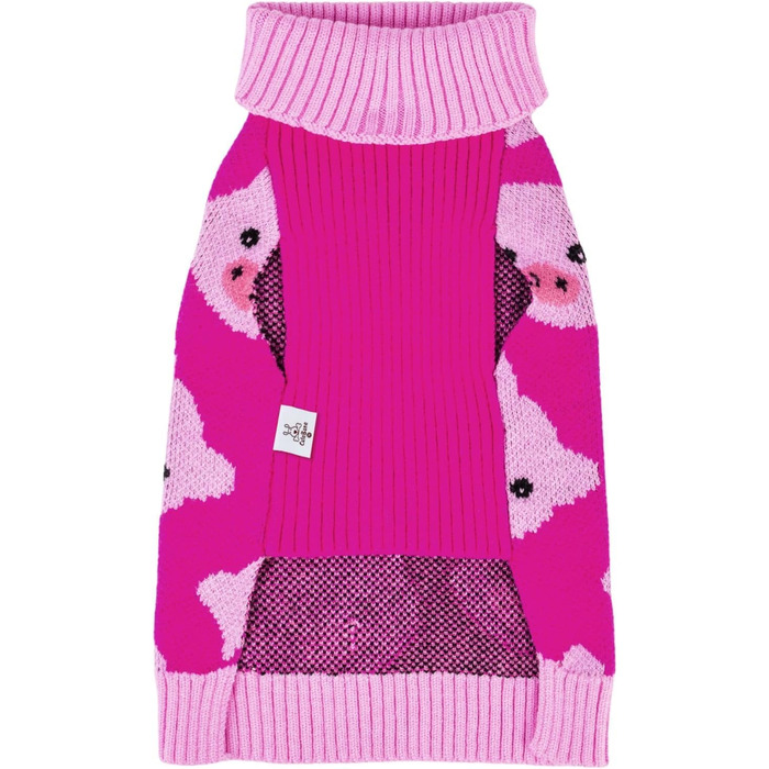 Теплий зимовий пуловер для собак CuteBone з візерунком сніжинок, розмір M, рожевий (з отвором для повідка) DS72-DE