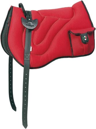 Сідло PIONEER для верхової їзди з дихаючої та міцної сітки Air Mesh, Natural Horsemanship, безвуздечне, комфортне, розмір 60x45 см, з неопреновим ременем, синє, Made in Italy