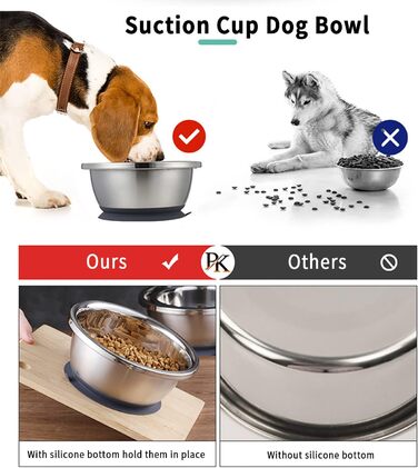 Набори мисок для собак QANIUOS з нержавіючої сталі (2 шт.), неслизькі, об'єм 2200 мл, для великих та середніх собак