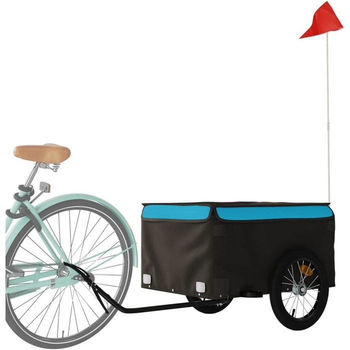 Причіп для велосипеда, вантажний, 45 кг, чорний та синій. Для покупок, подорожей, велосипедних турів. Швидка установка