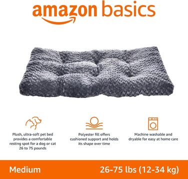 Лежанка для собак середніх порід Amazon Basics - миюча, міцна, 89 x 58 x 8 см, сіра спіраль