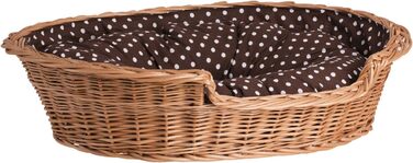 Плетений кошик з лози для собак і котів 60x43 см з подушкою