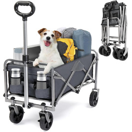 Візок Bonnlo для перевезення вантажів, 100 кг, 600D Oxford, сталевий каркас, 74,5×45,5×84 см (сірий)