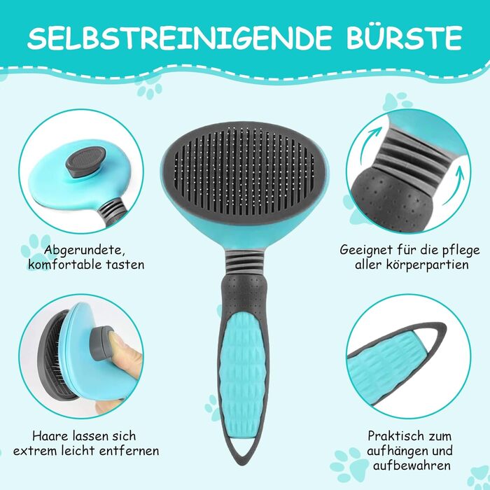 Щітка для собак та котів 2 шт. - вичісування ворсу, підшерстка, розплутування. Ідеально для довгої та короткої шерсті. Легке очищення за допомогою однієї кнопки.