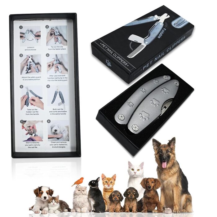 Професійний кусачки для обрізання кігтів собак: тихий, гострий, для всіх порід, з металевим шліфувальником