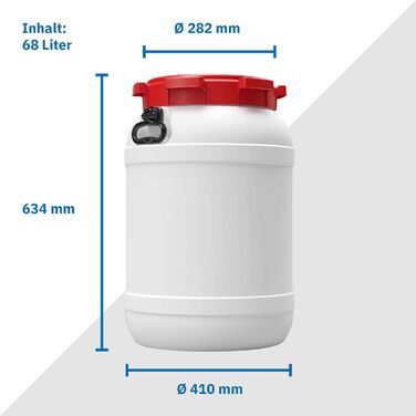 Контейнер для корму для тварин 68 літрів з кришкою та лопаткою | HDPE, преміум-якість | Зручні ручки