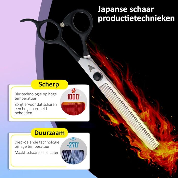 Професійний набір ножиць для грумінгу собак Achilles Pro Silver & Black 7 дюймів