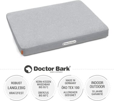 Ортопедичний лежак для собак Doctor Bark з флісовою поверхнею, 80x60 см, сірий (M)