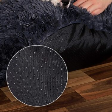 Кругле ліжко для собак та котів Lionto, Ø 40 см, м'яке, плюшеве, темно-сіре, з густою наповнювачем, 40x40x20 см