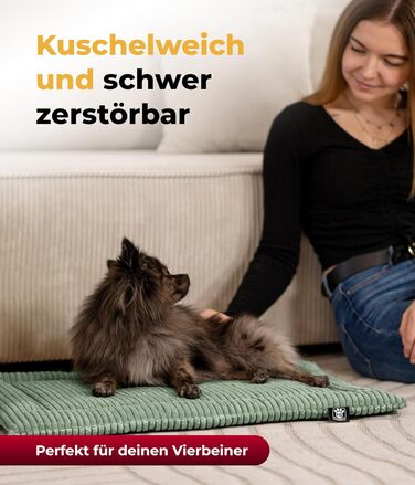 Килимок для собак HS-Hundebett® з флісовою підкладкою, XS (45x65 см) – Практичний, зручний, миючий, двосторонній – М'яка ковдра для собак – Комфортний відпочинок – Зелений, виготовлено в Німеччині, 45x65 см