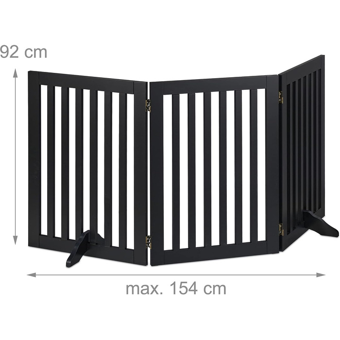 Захисне ворота для собак Relaxdays, 92x206.5 см, розкладне, з ніжками, чорне (3 панелі)