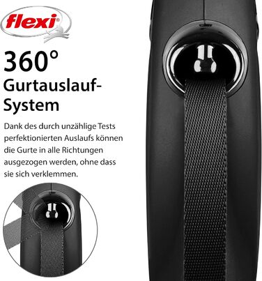 Рулетка Flexi New Classic чорна, 5 м, для собак до 50 кг