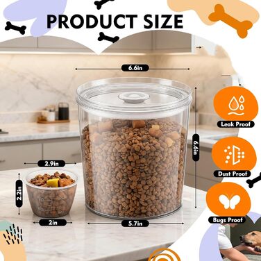 Контейнери для котячого корму LemonRoad 2 шт., 6.34 л/6 л, герметичні, з мірним стаканчиком