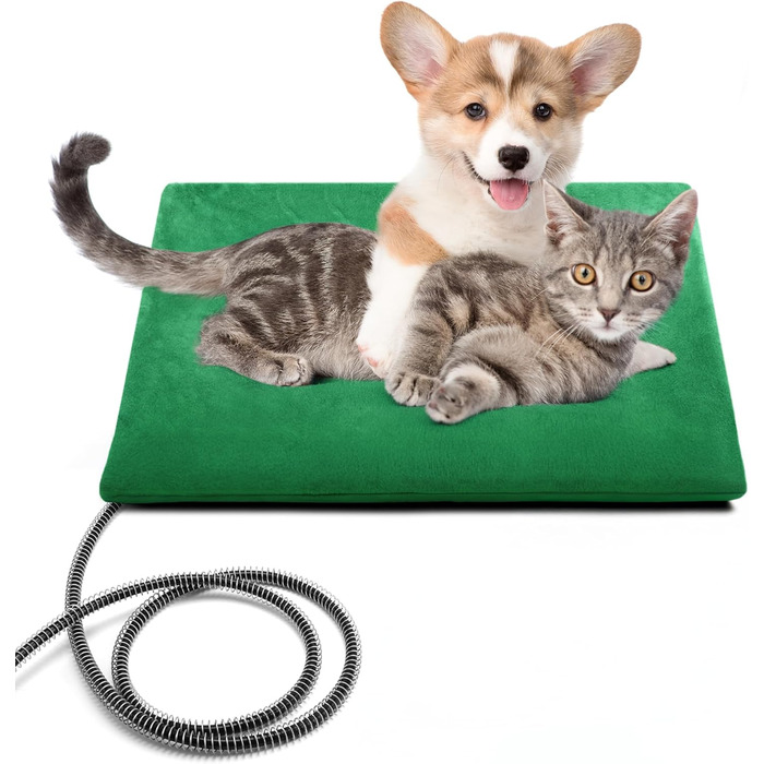 Електричне грілка для тварин на вулицю, вологостійке, з авторегулюванням температури, стійке до укусів, 40*50 см, зелений