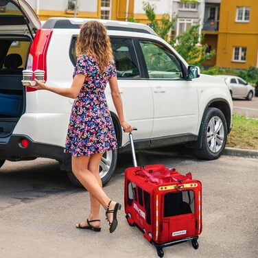 Дитяча коляска для тварин Galatée, сумка-переноска для собак та котів, складана переноска для подорожей, кемпінгу (червона)