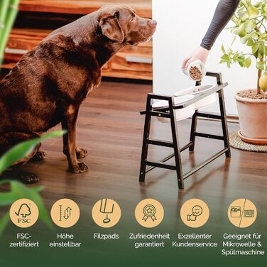 Підвищений миска для собак Pfotenglanz - Набір мисок з кераміки для їжі та води - Миска-антизаглиблення для здорових собак. Миска для собак, кераміка, антизаглиблення, годівниця для собак