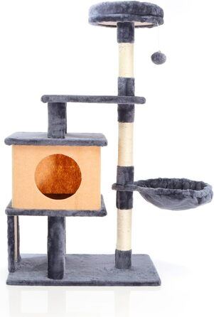 Котячий будиночок з когтеточкою Fudajo, 112 см, з лежаком та платформами