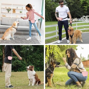 Сумка для ласощів для собак з клікером для тренувань, покращена версія, магнітна застібка, силіконова сумка для ласощів з поясом, силіконова сумка для ласощів для собак