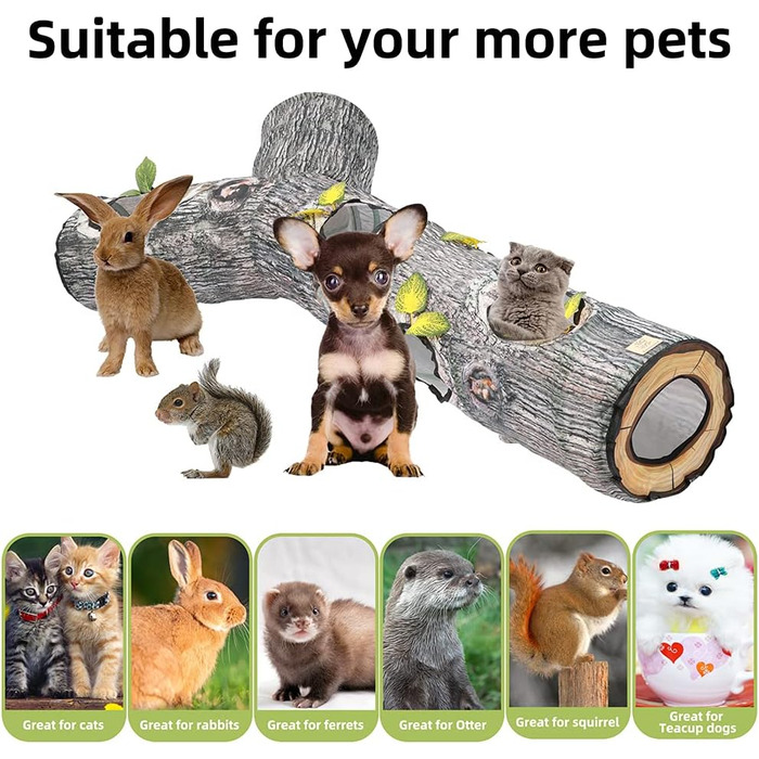 Туннель-іграшка для котів Yunso: інтерактивний, складаний, 150x65x25 см