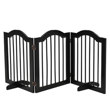 PawHut Dog Gate Плоский, Бар'єр для собак, Захисна сітка, стійка, складна, 154.5x29.5x61см, дерево, чорна