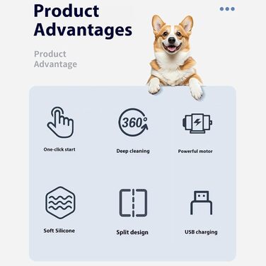 Автоматична мийка лап для собак AOOOWER - для малих, середніх та великих тварин, з регулюванням швидкості та порошком