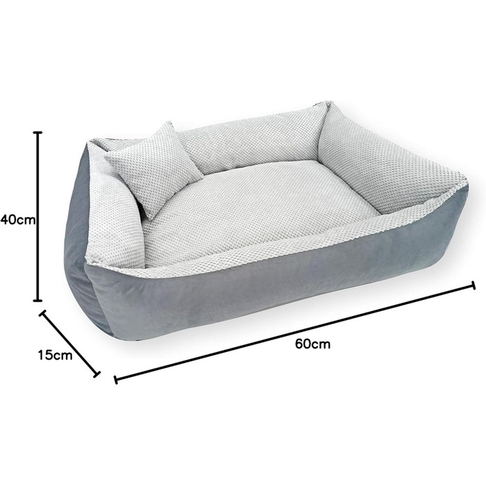 Квіткове ліжко для котів та собак 4L Textil Teo: м'яке, зручне, миється, 60x40 см, сірий колір