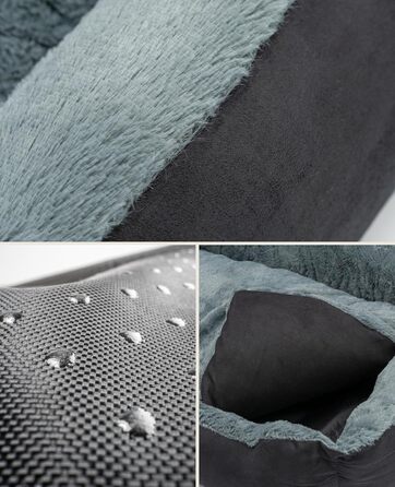 Килимок для собак Lionto з двостороннім подушкою та неслизьким дном, міцний лежак для домашніх тварин з глибоким входом, підходить для собак та котів будь-якого віку, 50x37 см, чорний/сірий, розмір 50 x 37 x 17 см