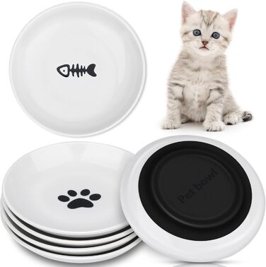 Набір мисок для котів Otauoaea з кераміки (6 шт.) з неслизьким дном, для полегшення втоми вусів, підходять для котів та собак