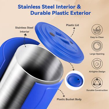 Контейнер для корму для собак та котів 6.8 кг, нержавіюча сталь, герметичний, з мірною ложкою