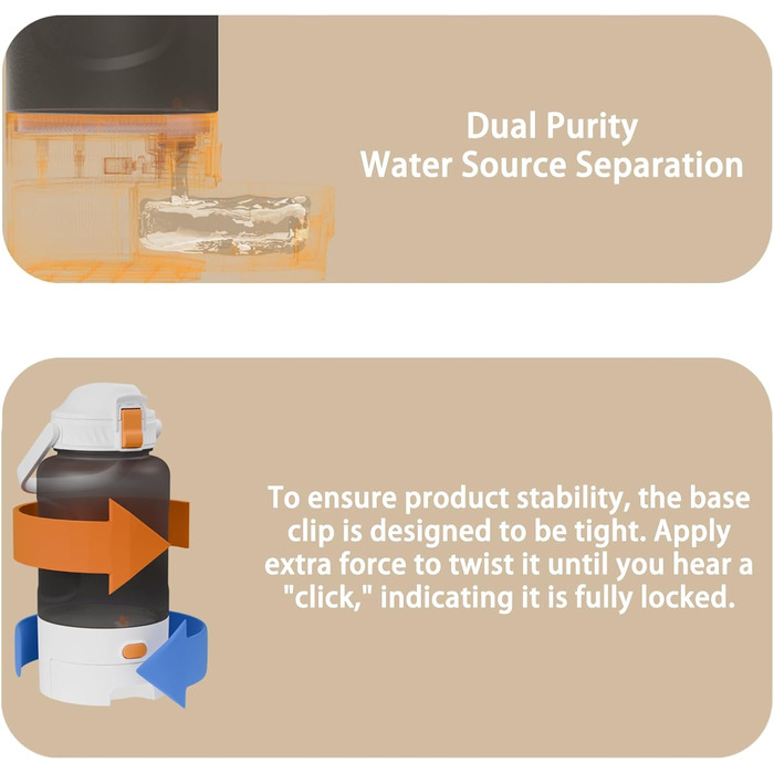 Вода для собак та людей: портативна пляшка з мискою 1,4 л, білий колір