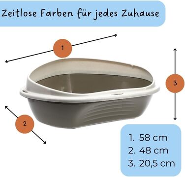 Кутовий лоток для котів 2X XXL з бортиками, без кришки, відкритий, сірий, для котів, 2 шт.