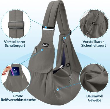 Сумка-переноска для собак SlowTon, сіра, S (для тварин 1,3-3,6 кг)