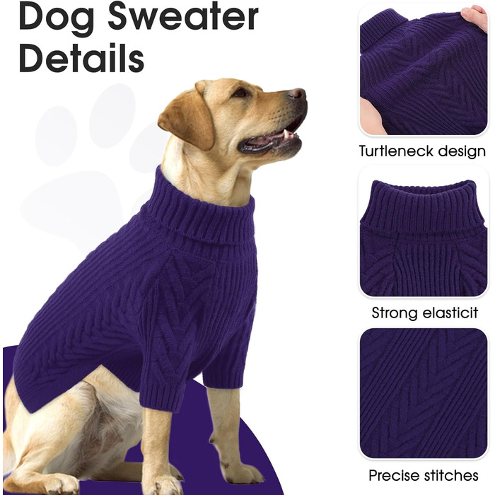 Теплий в'язаний пуловер для собак Preferhouse: рожевий, 4XL (X-Large)