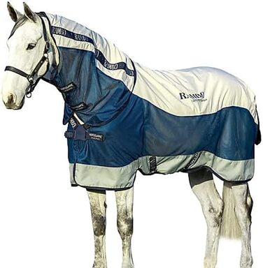 Літня водонепроникна попона Horseware Rambo для коня, 0г, 155 см, синя/сіра