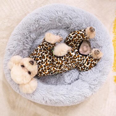 Зимовий теплий костюм для собак, флісова куртка з регульованими лапами та D-подібним кільцем, для маленьких собак, колір Батик Блакитний, розмір S (X-Small, леопард)