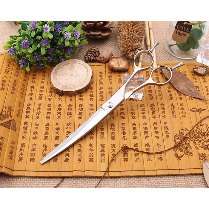 Ножиці для грумінгу тварин, фінішні інструменти, ножиці для собак, професійні ножиці для грумінгу, маленькі вигнуті ножиці, 17,8 см (розмір: червоні гвинти 19 см) (чорні гвинти 17,8 см)