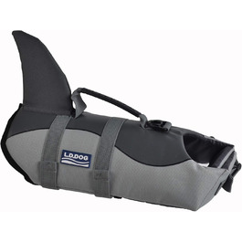 Жилет для плавання собак, жилет для початківців, регульована шлейка та рятувальний ручка (Hai, M)