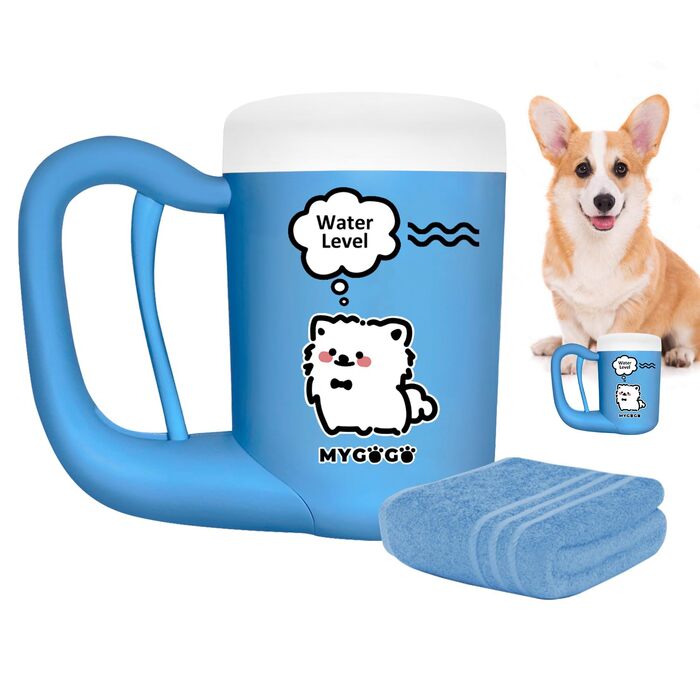 Автоматичний мийка лап для собак: для малих, середніх та великих порід, легка у використанні та чищенні (Блакитний, Medium)