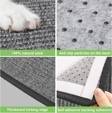 Килимок для дряпання котів на стіну, 2 шт. 25 x 50 см, сизаль, захист меблів