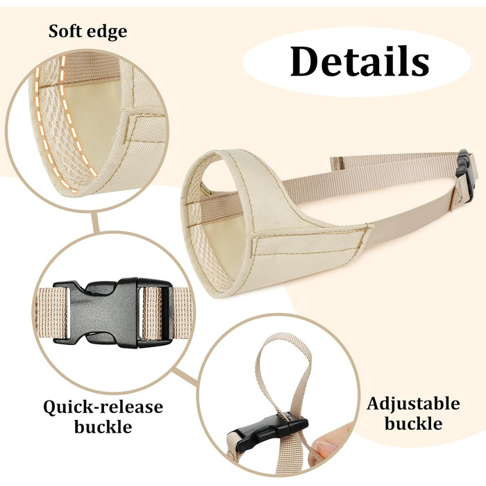 Майзерзон Намордник для собак з короткою мордою, м'який, для Чихуахуа, Ші-тцу, Американського Буллі, Боксера, цуценят, для грумінгу, до ветеринара, запобігає укусам, хакі, XXS (діаметр морди 3.5-4.25