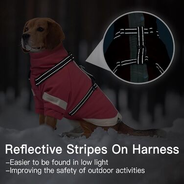 Зимовий теплий пуховик для собак з інтегрованим повдком, комір-стійка з рукавами, водовідштовхуючий, світловідбиваючий, для нічного часу, теплий одяг для цуценят на сніг та холодну погоду, Чихуахуа, Рожевий, XS (Обхват грудей 35 см), Pink, XX-Large (Обхва