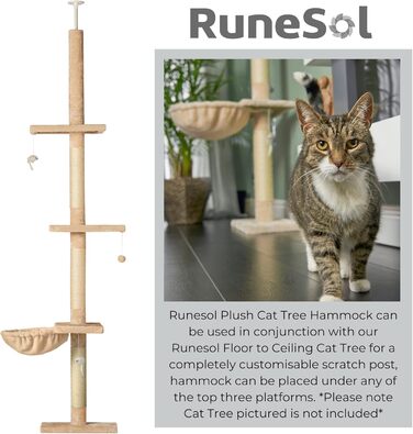 Підвісна лежанка для котів Runesol Beige, металевий каркас 40см, плюшеве покриття, для котячого комплексу