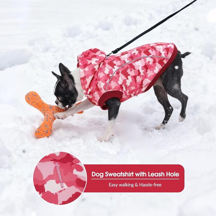 Світшот для собак IECOii, теплий зимовий пуховик з отвором для повідка та світловідбиваючими смугами, худі для собак, теплий пуловер для собак, одяг для собак, флісовий пуловер (M-4XL) 3XL, рожевий