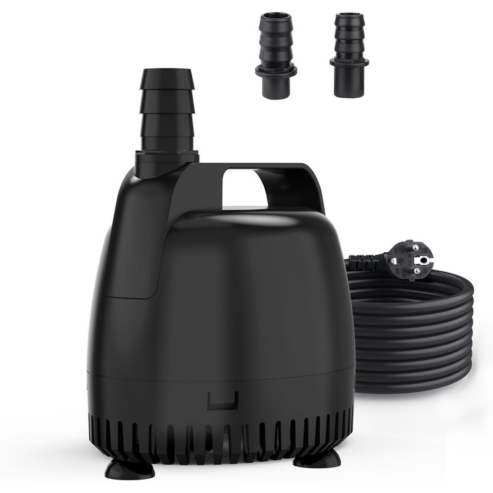 hygger Акваріумний водяний насос 45W, занурювальний фонтанний насос для акваріума, ставка, гідропоніки, статуй, водоспаду, 2 насадки, 3500 л/год