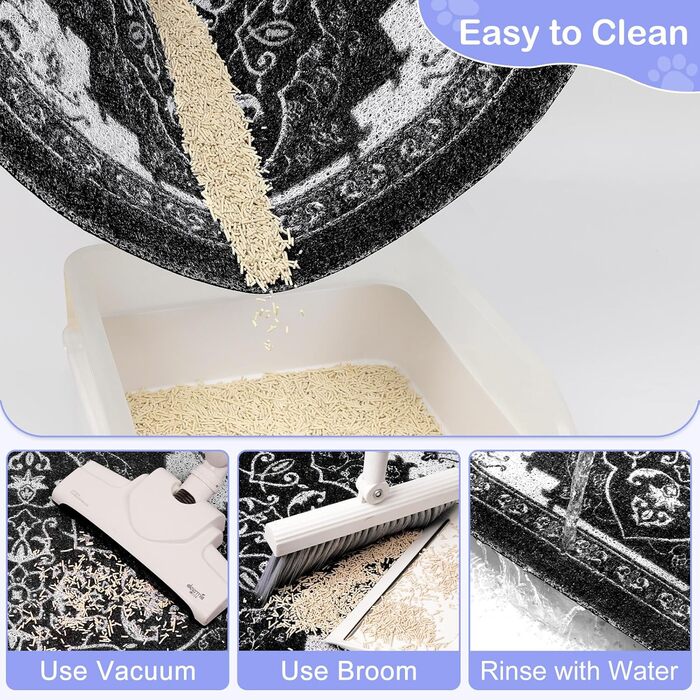 Килимок для котячого туалету Bienbee Katzentoilettenmatte, XL, 101,6 x 76,2 см, з антиковзним шаром, легко миється, чорний