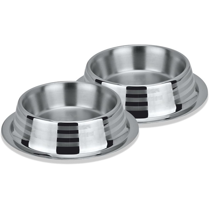 Набори мисок для собак та котів з нержавіючої сталі (2 шт) – миски для води з нековзним дном, 950 мл, діаметр 23 см