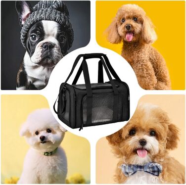 Транспортна переноска для котів та тварин, переноска для цуценят, зручна переноска для маленьких котів та собак, м'яка, дихаюча переноска (Чорна)