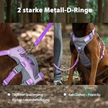 Шлейка Huntboo для собак - антистресова, з ручкою, для малеких, середніх та великих порід (S, M), лавандова